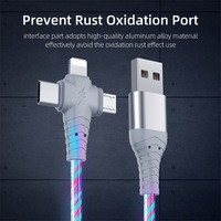 3 en 1 LED Glowing Chargers y Data Phone 1M 2M 5V 2.4A Cable de carga rápida para iPhone IOS Android TYPE C Cable USB