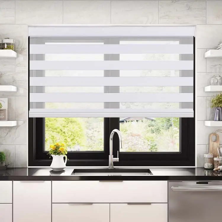 Custom 100% Polyester Window Zebra Blinds Automatic Day And Night Blind Motor Electric Wifi Remote Control Roller Shades