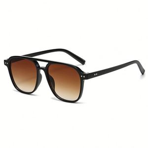 Lunettes de soleil pilote vintage 2025 personnalisables avec logo, double pont, verres dégradés UV400, rivets, pour hommes et femmes - Product Image 3