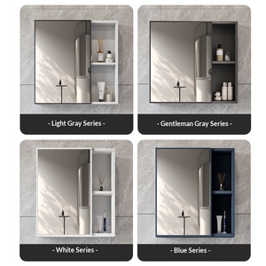 Miroir de salle de bain intelligent avec éclairage intégré, design moderne et <span class=keywords><strong>simple</strong></span>, en fibre de carbone, anti-buée, avec rangement mural - Product Image 4