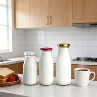 Vente en gros de bouteilles en verre vides pour le lait, le jus, le café, le thé, les boissons énergisantes, les boissons gazeuses avec couvercles métalliques