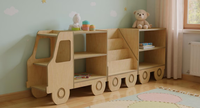 Étagère à livres en bois Montessori moderne pour enfants - Design modulaire à 3 niveaux - Organisateur de jouets et de livres gain de place pour chambre à coucher/salon