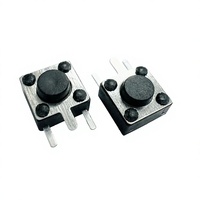Interrupteur à bouton-poussoir tactile électronique en laiton 6*6mm, à actionnement latéral, 3 broches DIP, traversant, SPST, momentané pour PCB, conforme RoHS