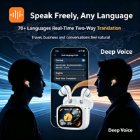Écouteurs Traducteurs Sans Fil à Contrôle Tactile avec Longue Autonomie de Batterie et Assistant IA Portable pour Jeux, Sports et Musique