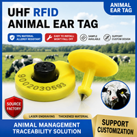 Étiquette d'oreille RFID EM4305 gravée au laser avec numéro de série par code QR pour le bétail, étanche, courte portée, pour bovins, chèvres, moutons, porcs, vaches