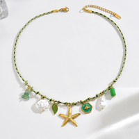 Collier pendentif à breloques DIY plaqué or 18 carats avec chaîne en acier inoxydable, bijoux fantaisie colorés