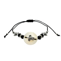 Bracelet tortue en pierre naturelle style plage avec breloque coquillage, ajustable, idéal pour les cadeaux de vacances