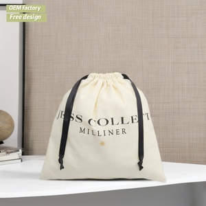 Natural White Custom Logo Color Muslin Cotton Small Drawstring Bag for Jewelry Custom Logo Cotton Perfume Gift Drawstring Bag - Product Image 1
