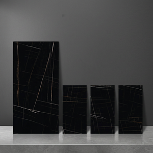 Laurent Black 800x1600mm High Gloss Porcelain <b>Tiles</b> Marble Look Floor And Wall <b>Tiles</b> For Luxury Interiors - Product Image 1