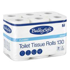 Rotoli di Carta Igienica BulkySoft, 130 Fogli, Confezione da 12, Qualità Classica Professionale - Product Image 1