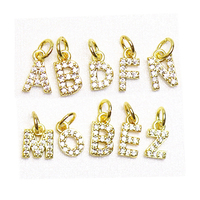 Mini pendentifs en lettres 18K plaqué zircone pour la fabrication de bijoux