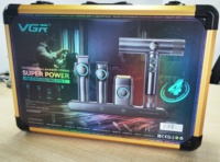 VGR Kit Profesional 4 en 1 para el Cabello, Alimentado por USB, 9000 RPM, Afeitadora de Barba, Recortadora, Secador de Pelo, Batería de Iones de Litio, Pantalla LCD, Juego Completo