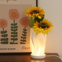 Lampe en PLA imprimée en 3D, vase lumineux LED en bois, lampe imprimée en 3D avec batterie rechargeable