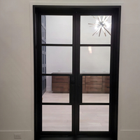 Portes en fer décoratives à double vitrage givré pour entrée, vente en gros pas chère en Pologne