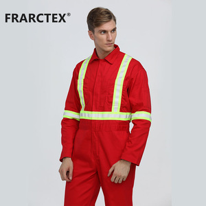 Wholesale Red Bule 7oz NFPA 2112 CAT2 Flame Resistant Welder FRC Fireproof Safety FR Industrial Fire Retardant Mining Coverall