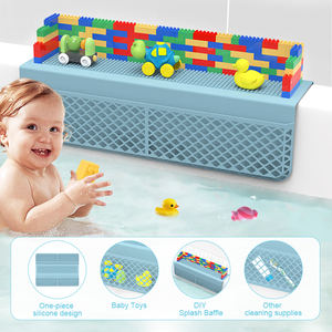 Bloc <span class=keywords><strong>de</strong></span> construction <span class=keywords><strong>Baignoire</strong></span> en silicone Bplash Guard avec ventouses pour enfants Douche <span class=keywords><strong>Baignoire</strong></span> Topper <span class=keywords><strong>Baignoire</strong></span> Splash Guard Play Shelf Area - Product Image 1