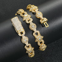 Chaîne BES 10 mm en laiton avec zircons cubiques 5A, motifs étoiles à cinq branches et billes, maillons infini, fermoir boîte, bijoux hip-hop pour femmes et hommes