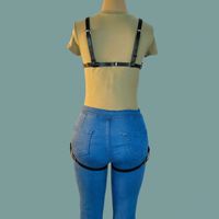 Harnais de corps complet réglable en cuir PU et alliage d'aluminium pour femme, style gothique sexy, avec jarretière creuse, sangle BDSM 3D