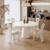 Ensemble table et chaises de salle à manger en bois rétro haut de gamme moderne avec plateau en pierre frittée, table extensible à double usage pour la maison