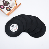 Sous-verres créatifs en vinyle pour table, résistants à la chaleur et antidérapants, avec support pour tourne-disque et motif de disque vinyle musical
