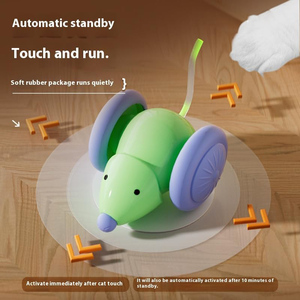 Jouets interactifs pour chatons tendance et amusants, souris artificielle vert-voiilé/blanc-gris avec lumières LED automatiques, détection intelligente et mouvements dynamiques en ABS+TPU - Product Image 4