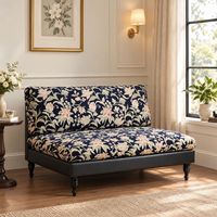 Chaise longue rétro en tissu rembourré, avec housse amovible et lavable, rembourrage en éponge, structure en bois massif, pour salon