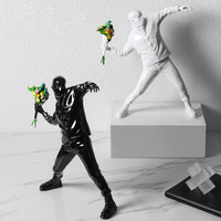 Coloré moderne abstrait fleur homme dessin animé Sculpture rue mur Art résine Graffiti conception modèle étanche léger