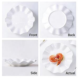 2026 Irregular Shape <strong>White</strong> Glaze Ceramic <strong>Dinner</strong> Plate <strong>Set</strong> Decorative Ruffled Ceramic Charger Plate <strong>Set</strong> for Wedding Event - Product Image 3
