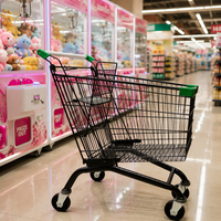 Chariot de courses en maille DIKA, chariot en acier galvanisé, poignée réglable, 4 roues, supermarché, épicerie, utilisation en intérieur