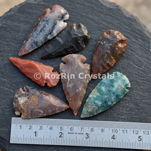 Pointes de flèches en pierre sculptées à la main, agate, objets de collection, décoration intérieure, géométrie, 2 à 2,5 pouces, forme ovale antique, origine Gujarat - Product Image 3
