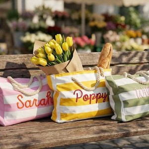 Personalizable Modern Beach Large Capacity Canvas Women's <b>Tote</b> <b>Bags</b> with Zipper for Travel & Shopping - Product Image 4