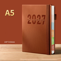 Agenda en cuir cousu A5 de qualité supérieure, vente en gros, logo personnalisé, couverture rigide, intercalaires de couleur, carnet de planification quotidienne