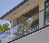 Balustrades et mains courantes de balcon en verre, robustes, modernes, en aluminium sans cadre, résistantes aux UV et à la rouille, à fixation au sol