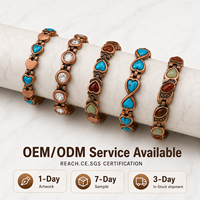 Bracelet jonc magnétique en cuivre pur, personnalisé, tendance, en pierre de cristal turquoise, pour la vente en gros