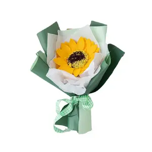 Fornecimento direto da fábrica buquê de girassol DIY presente de mão flores para presente de dia dos namorados dia do professor