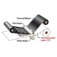 Ruban de transfert thermique en résine cirée noire 110 mm x 30 m pour imprimante d'étiquettes à code-barres, impression par transfert thermique