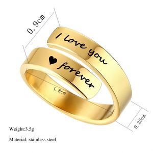 Anillo De Acero Inoxidable Inspiration Jewelry Non Fade Stainless Steel <b>Couple</b> <b>Ring</b> I Love You Forever Engraved Adjustable <b>Ring</b> - Product Image 3