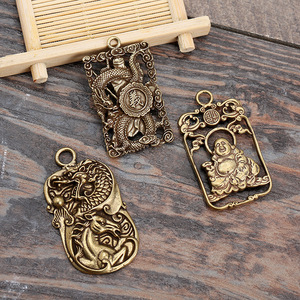 Antique Brass Guan Gong Keychain Pendant Car <b>Key</b> Accessory Fancy Style Home Decor - Product Image 1