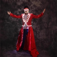 RICHSHINING Costume lumineux à LED RVB taille personnalisée Costume de sceptre de robe du roi pour Halloween Party Stage Performance