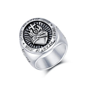 Men's Titanium Steel Cross <b>Ring</b> Heart Design Black Gold Silver Jewelry Gift Fashion <b>Rings</b> - Product Image 5