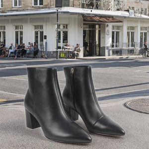 Sepatu bot wanita, sepatu bot wanita kualitas tinggi, sepatu kulit asli, sepatu bot ritsleting, kustom, hak blok - Product Image 6