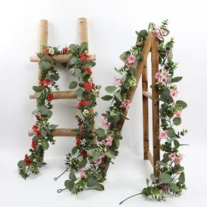 Ghirlande di Fiori Rosso <span class=keywords><strong>Vino</strong></span> per Matrimoni, Decorazioni Sospese, Composizioni Floreali Rosso <span class=keywords><strong>Vino</strong></span>, Ghirlande di Fiori Rosa e Bianchi all'Ingrosso - Product Image 1