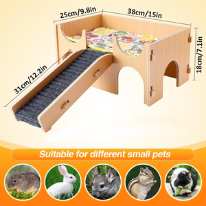 <span class=keywords><strong>Castillo</strong></span> de Madera Ampliado para Cobayas, Escondite Natural de Madera para Cobayas con Cuevas y Escaleras, Cama de Madera para Cobayas - Product Image 2