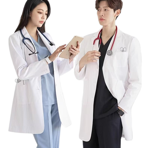 Bata <span class=keywords><strong>de</strong></span> Hospital Personalizada <span class=keywords><strong>de</strong></span> Manga Larga <span class=keywords><strong>de</strong></span> Poliéster y Algodón Tejido con Diseño Personalizado, Bata <span class=keywords><strong>de</strong></span> Médico Blanca, Bata <span class=keywords><strong>de</strong></span> <span class=keywords><strong>Laboratorio</strong></span> Médico para Mujer - Product Image 1