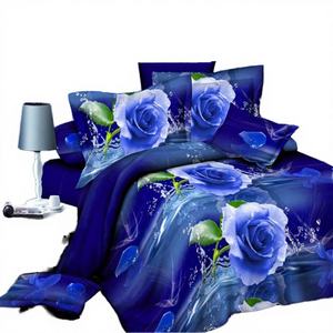 Ensemble de housse de <span class=keywords><strong>couette</strong></span> imprimé en 3D à prix avantageux, roses bleues et papillons, 3 pièces, taies d'oreiller, 100% polyester, 300 fils, toutes saisons - Product Image 2