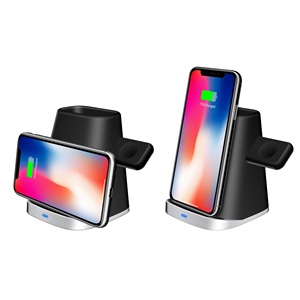 10W <span class=keywords><strong>3</strong></span> en 1 cargador inalámbrico soporte para Apple reloj teléfono móvil airpod... construido en <span class=keywords><strong>3</strong></span> bobinas - Product Image 3
