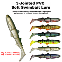 Appâts souples articulés en PVC à prix d'usine, 6 couleurs, grandes leurres souples à queue en T et queue de pagaie pour la pêche