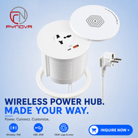 Bloc d'alimentation encastrable 15W avec chargeur sans fil et ports USB Type C PD 20W à charge rapide, compatible prises EU US UK, pour bureau et domicile