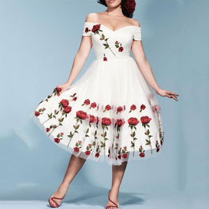 TONGYANG donna <span class=keywords><strong>abiti</strong></span> da festa estate spalle <span class=keywords><strong>eleganti</strong></span> da sera Sexy <span class=keywords><strong>abiti</strong></span> da Club ricamati abito a <span class=keywords><strong>fiori</strong></span> - Product Image 6