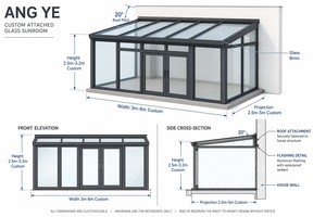 Véranda en aluminium, porche fermé, serre, extension de patio de jardin, maison en verre lumineuse, écologique, imperméable, nature - Product Image 3
